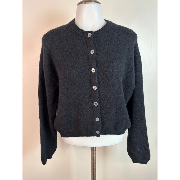 J.Crew Sweaters - J. Crew Cardigan Sweater Medium Black Button Front Alpaca Wool Knit Sweater